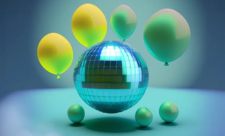Boule disco et des ballons création logo Vendée et Niort