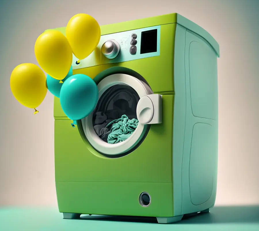 machine à laver avec des ballons - agence web